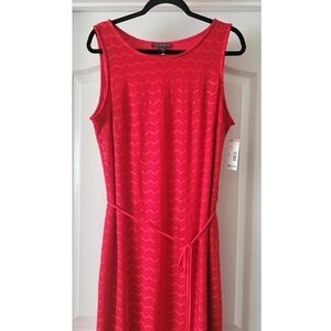 Red Maxi Dress 16 NWT Lace Perforated Lightweight Coastal Christmas